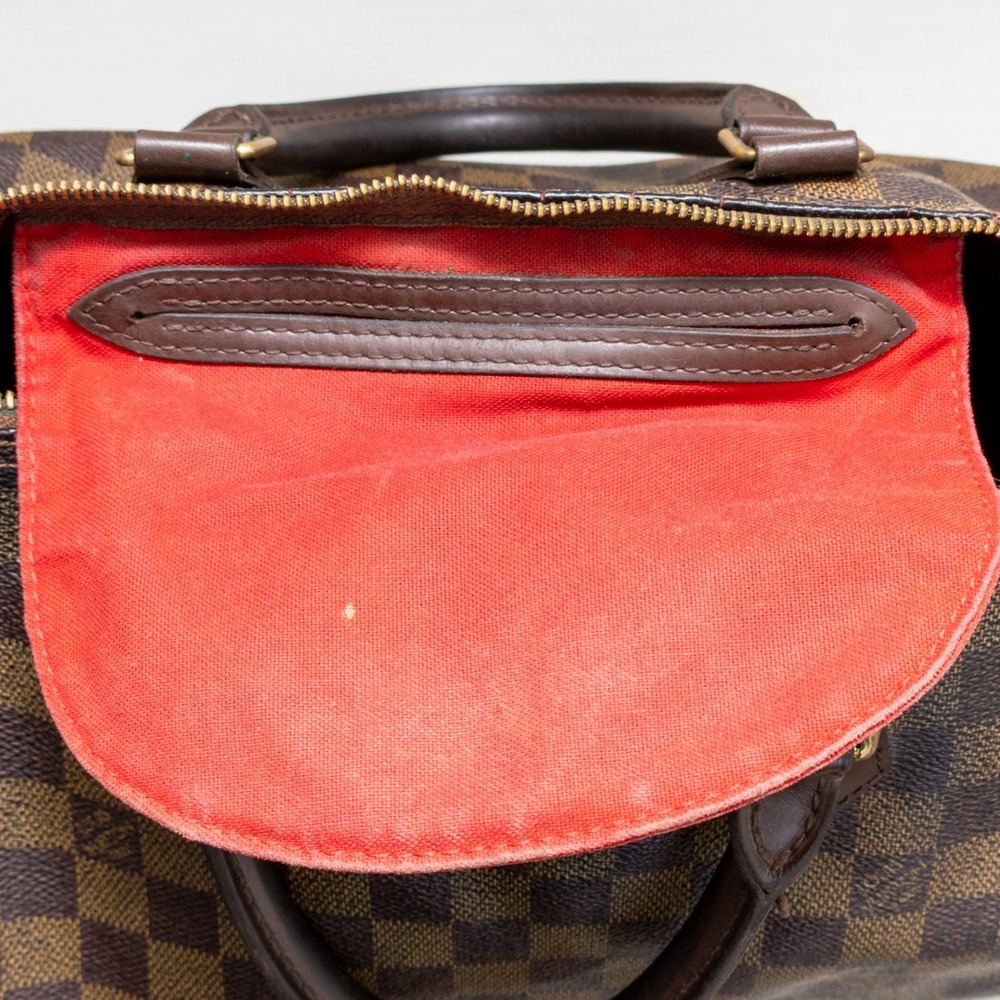 Louis Vuitton Damier Ebene Speedy 30 Boston Bag Brown Canvas Leather Authentic - Picture 8 of 11